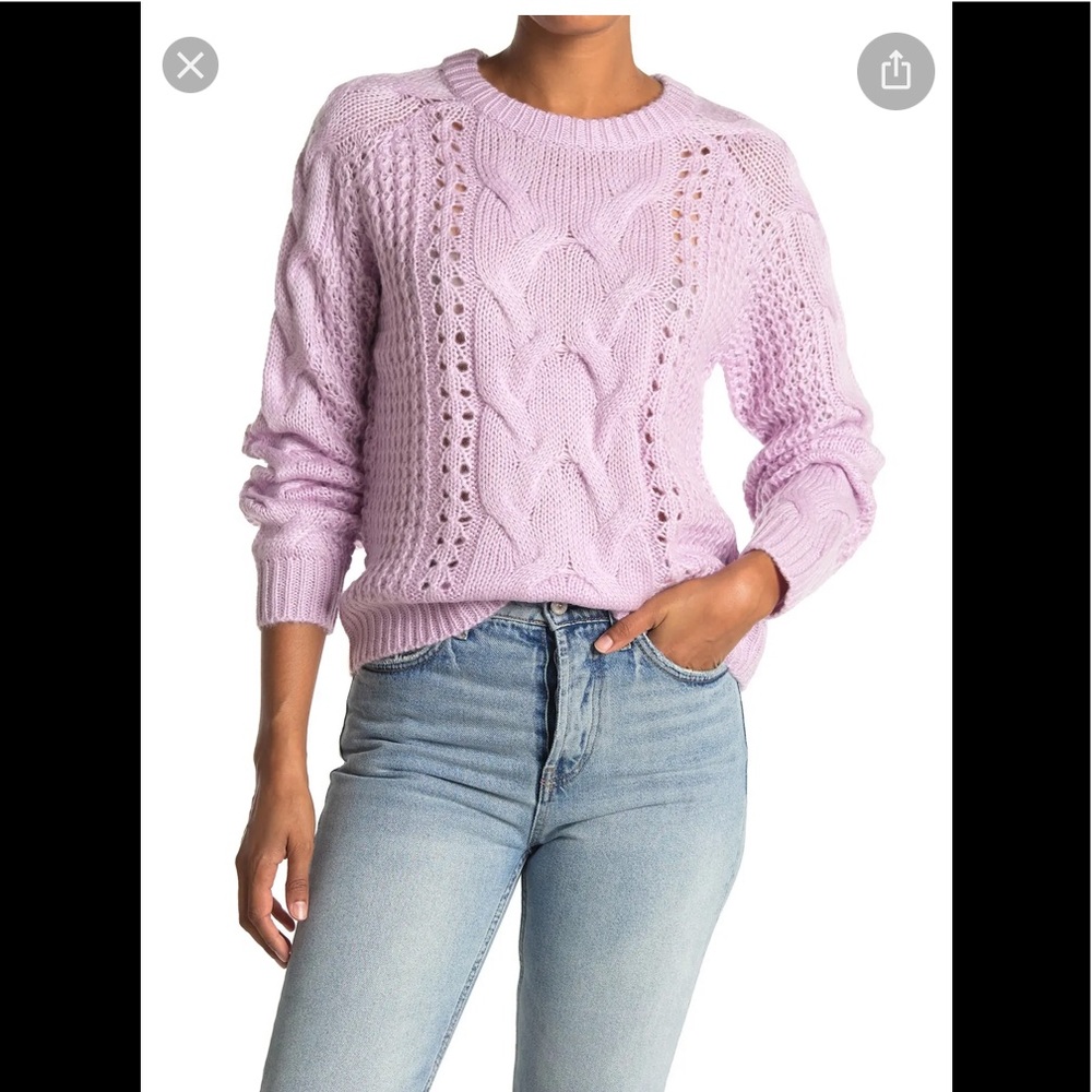 Heartloom | Chunky Cable Knit Pullover Sweater lilac